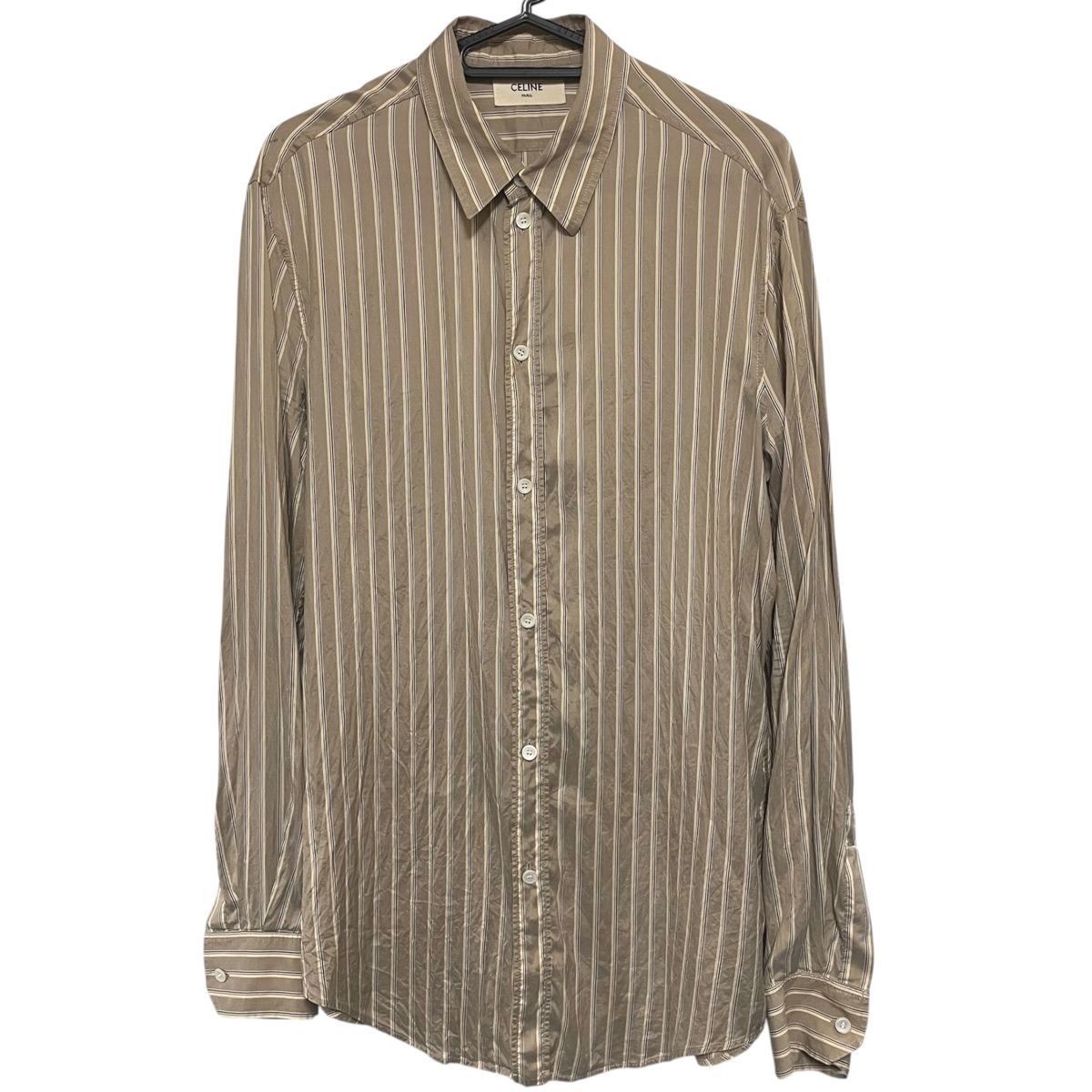 中古】 CELINE セリーヌ ストライプシルクシャツ 2C239080I
