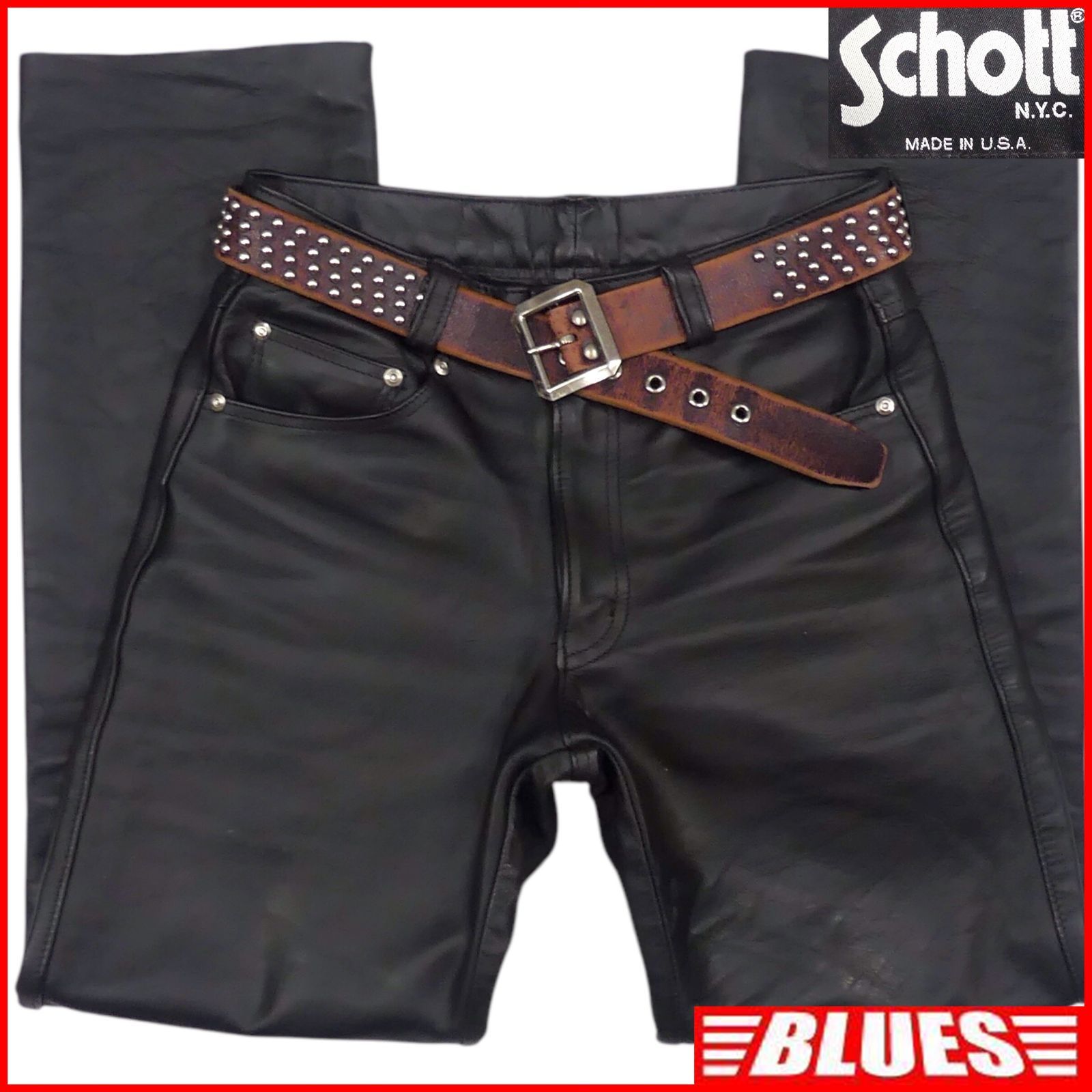 SCHOTT ショット　レザーパンツ　革パン ブラック　お値下げ 楽天市場】SCHOTT ショット レザーパンツ ブラック系 28 【中古
