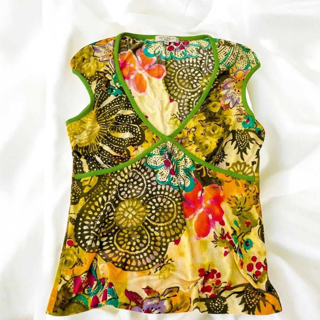 エトロ ノースリーブ トップス 総柄 花柄 44
