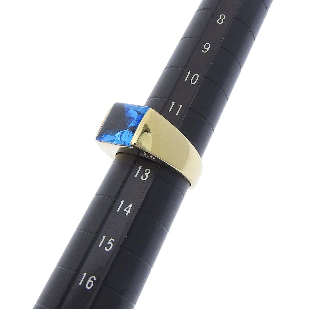 本物保証】 鑑付 新品同様 リング 指輪 約10.5g K18YG ブルー
