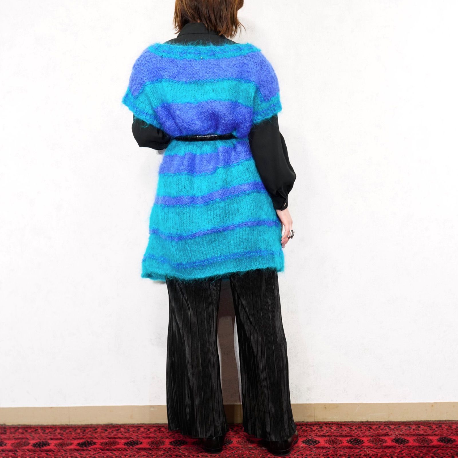 VEST ヨーロッパ古着ボーダー柄モヘアニットベスト