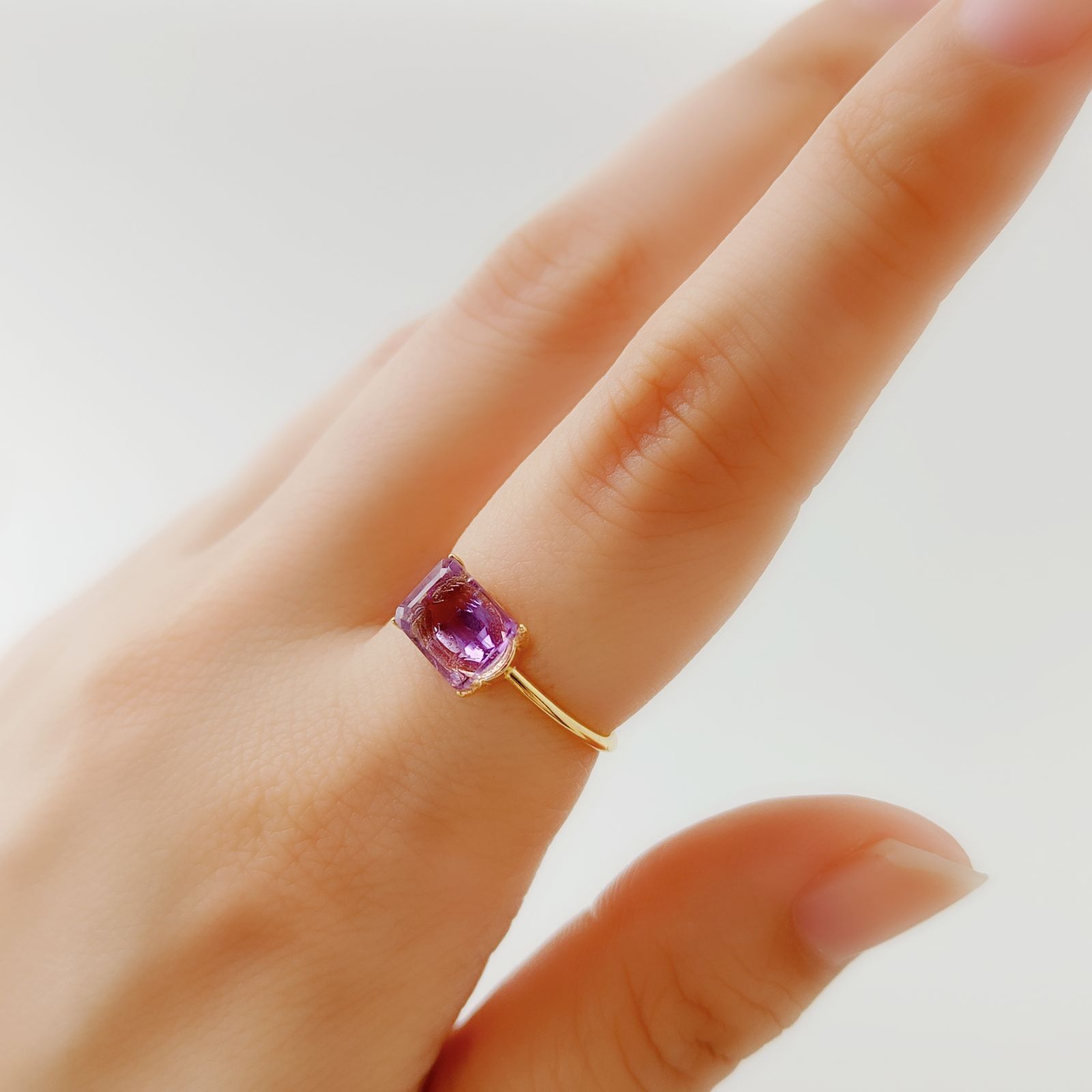 ピンクアメジストリング 天然石リング シンプルリング 指輪