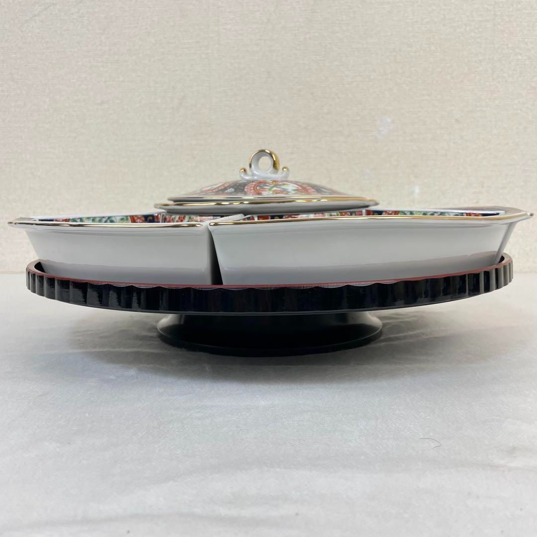 第一陶器 錦花鳥 回転オードブル皿 高台皿 仕切り皿 大皿 色絵 古伊万里 第一陶器 錦花鳥 回転オードブル皿 高台皿 仕切り皿 大皿 色絵