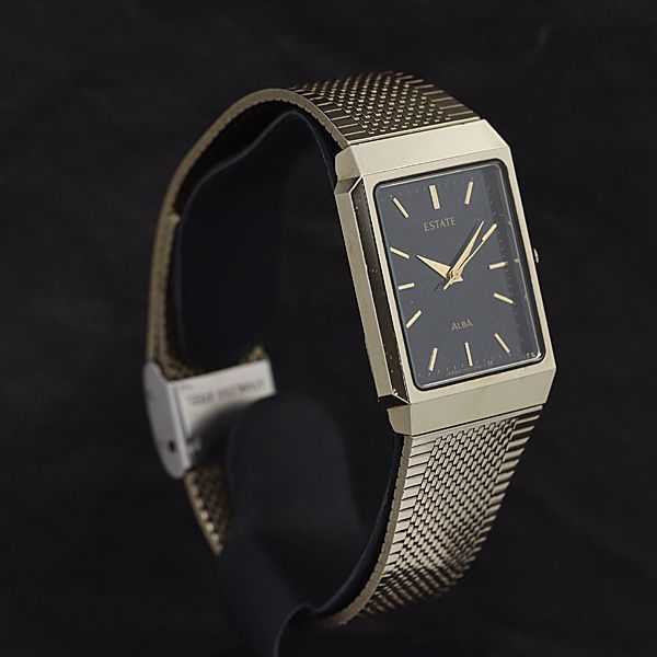 稼動 良品 セイコー アルバ エステート QZ V801-5100 ブラック文字盤