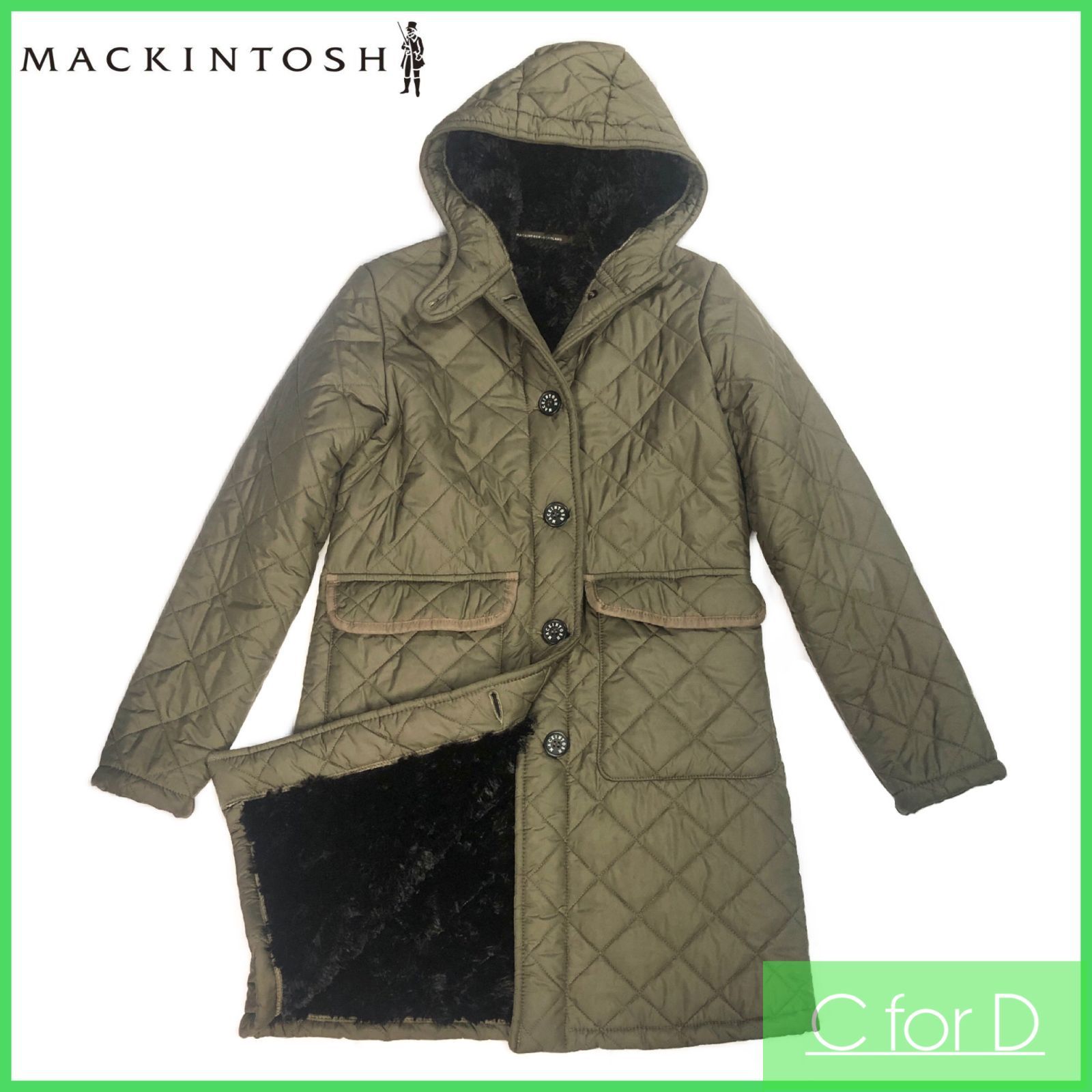 即決☆MACKINTOSH☆サイズ36(Sサイズ相当) マッキントッシュ レディース 緑色 カーキ色 グリーン キルティングコート ロングコート  アウター ダウンコート ダウンロングコート ボア素材 - メルカリ