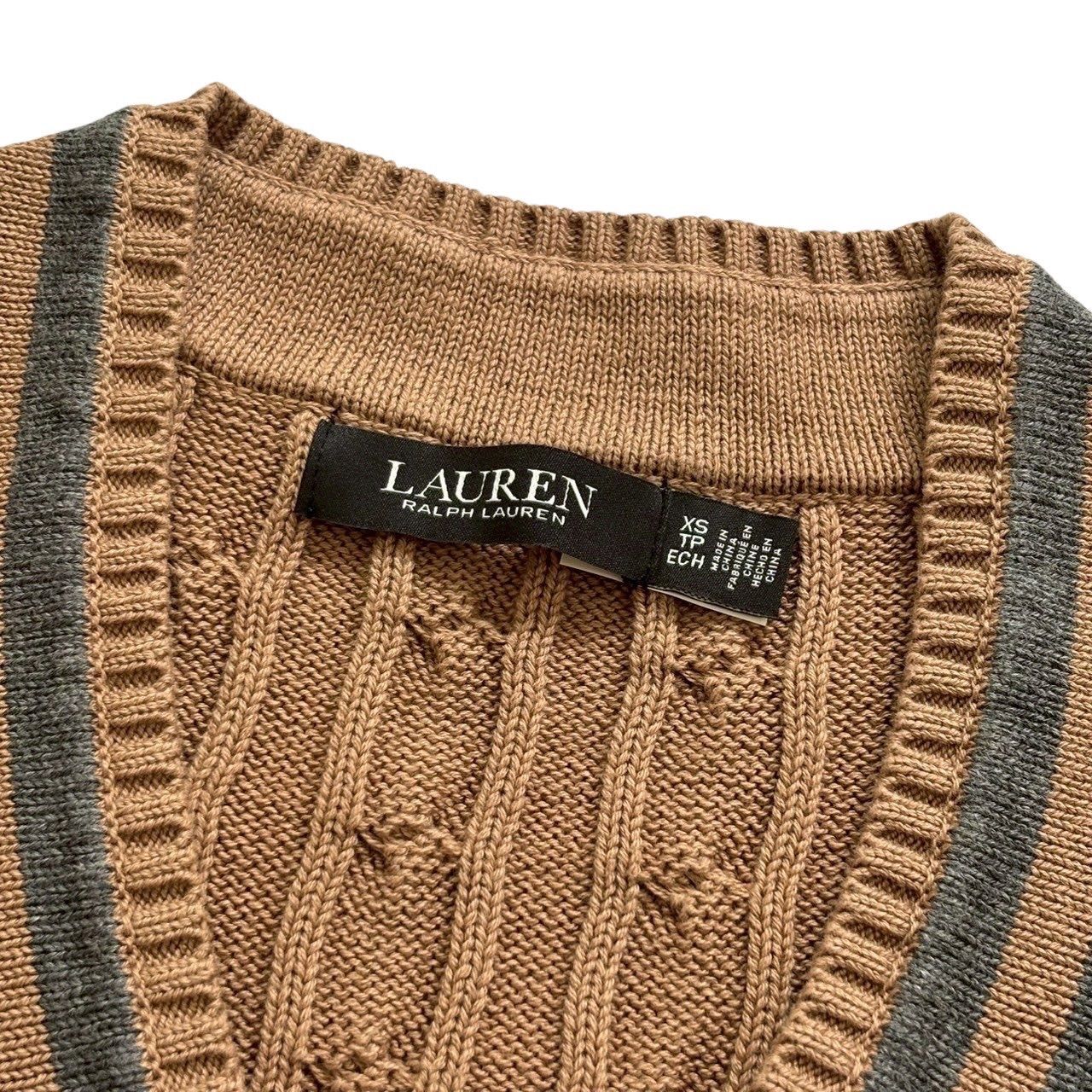 未使用 ラルフローレン Ralph Lauren Sport ニット XS Ralph Lauren ラルフローレン ニットセーター 茶 グレー V
