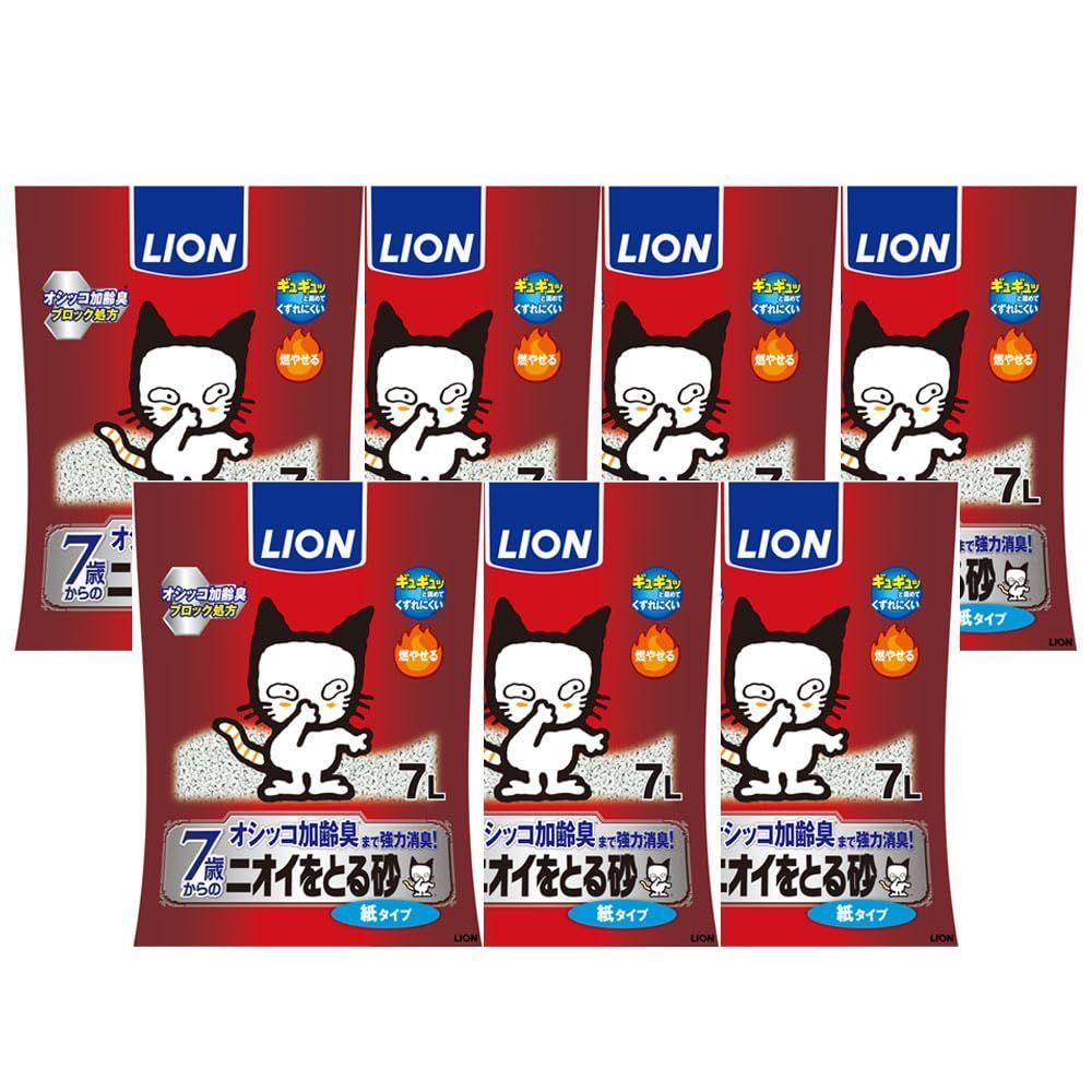商品 ライオン LION ニオイをとる砂 猫砂 紙タイプ 7歳以上猫用 7L×7袋 ケース販売