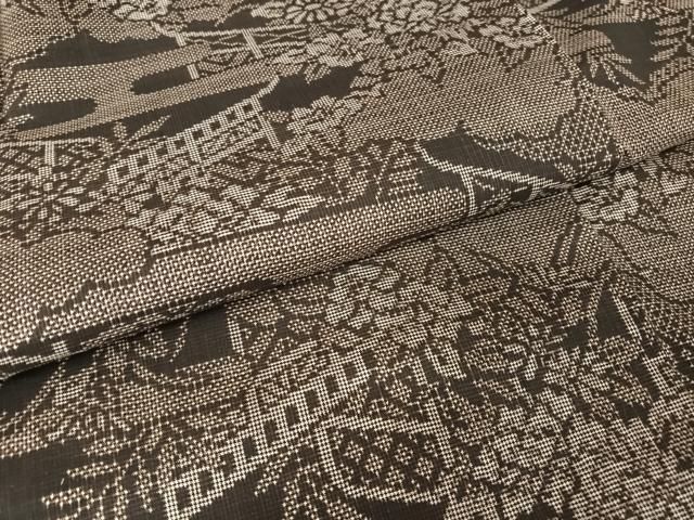 平和屋着物○本場大島紬 一元7マルキ 草花文 正絹 逸品 未使用 AAAZ3147np