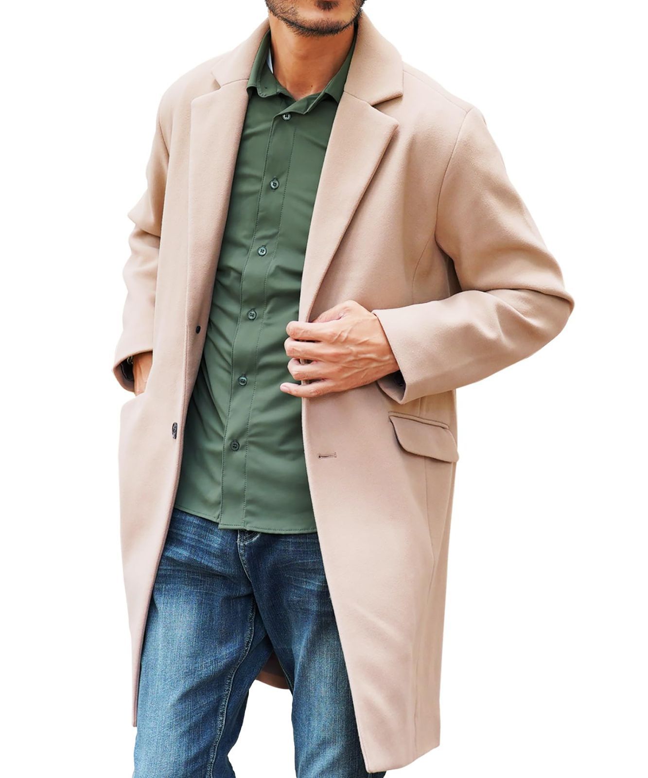 Size XL_Color aベージュ チェスターコート JIGGYS SHOP ジギーズショップ テックメルトンコート XL aベージュ｜メンズ アウター チェスターコート ステン コート ロングコート 通勤 ビジネスコート カジュアル メルトン
