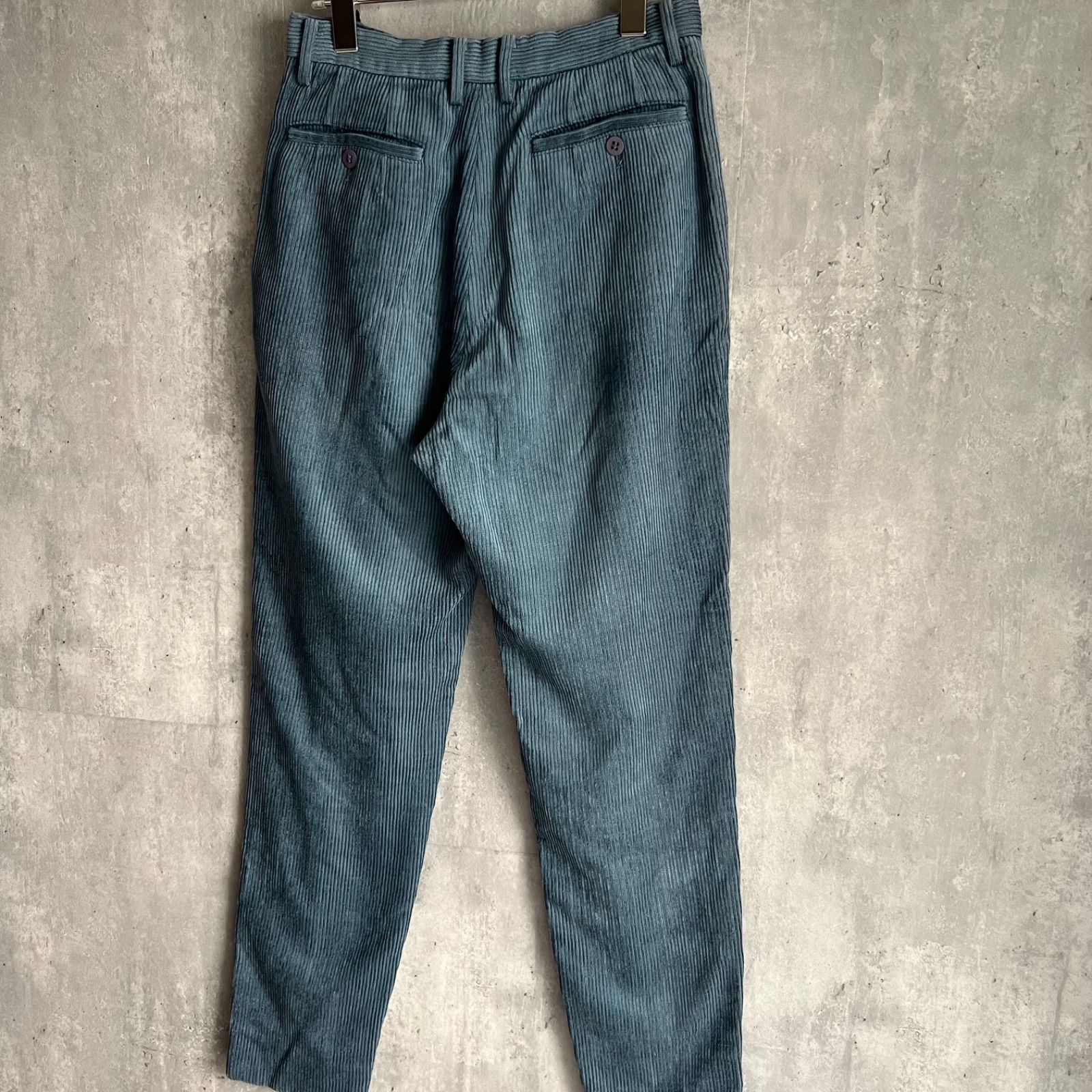 90s ISSEY MIYAKE イッセイミヤケ レーヨン×綿×ウール コーデュロイパンツ ブルー IM63-FF122 Lサイズ DECORATOM_COM_BR