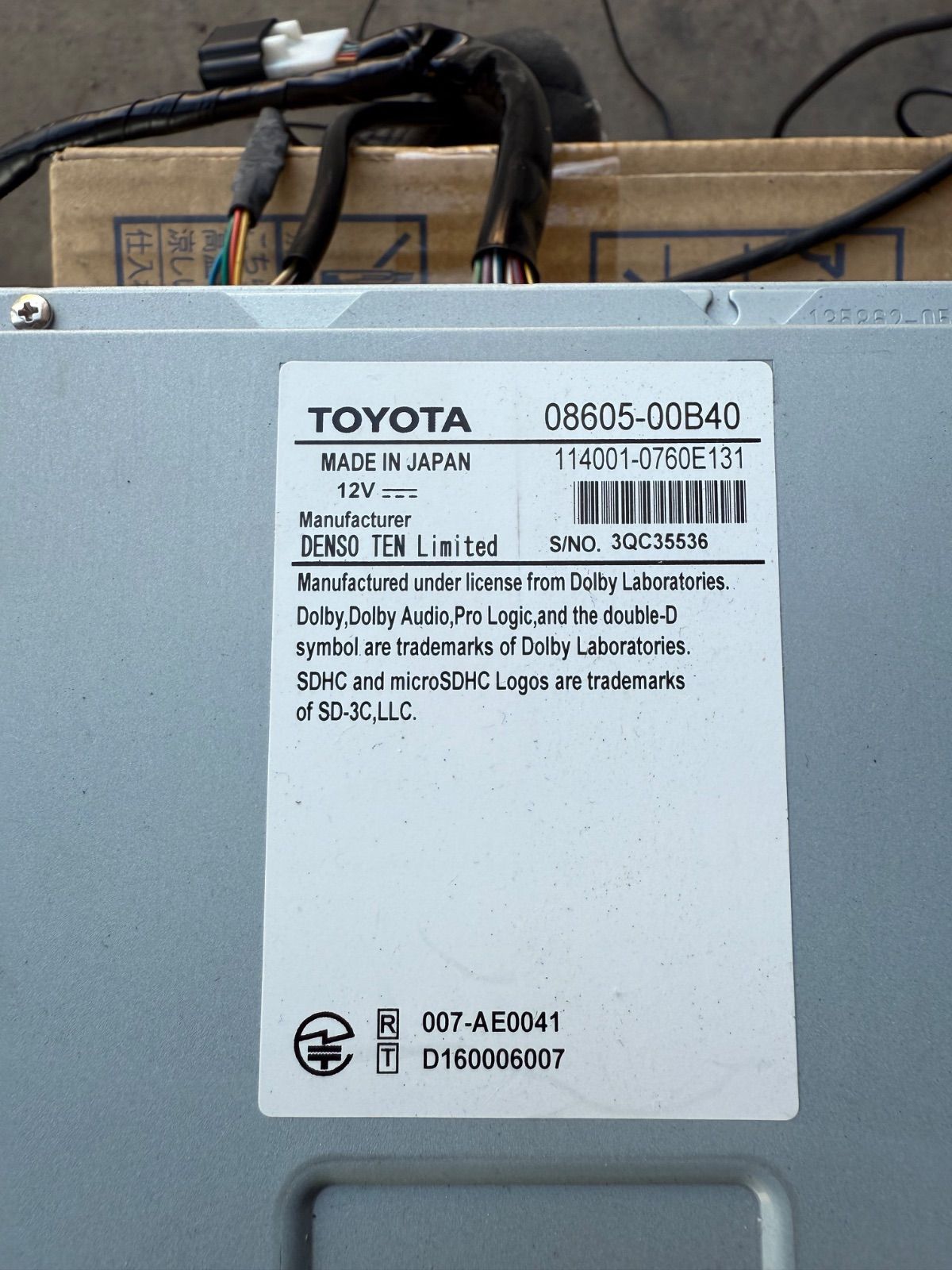 TOYOTA カーナビ 08605-00B40 日本製 TOYOTA Bluetoothユニット 08605
