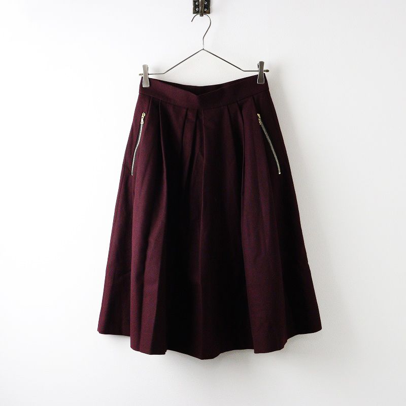 ドゥロワー Drawer サキソニーウールフレアスカート 36/□ボルドー