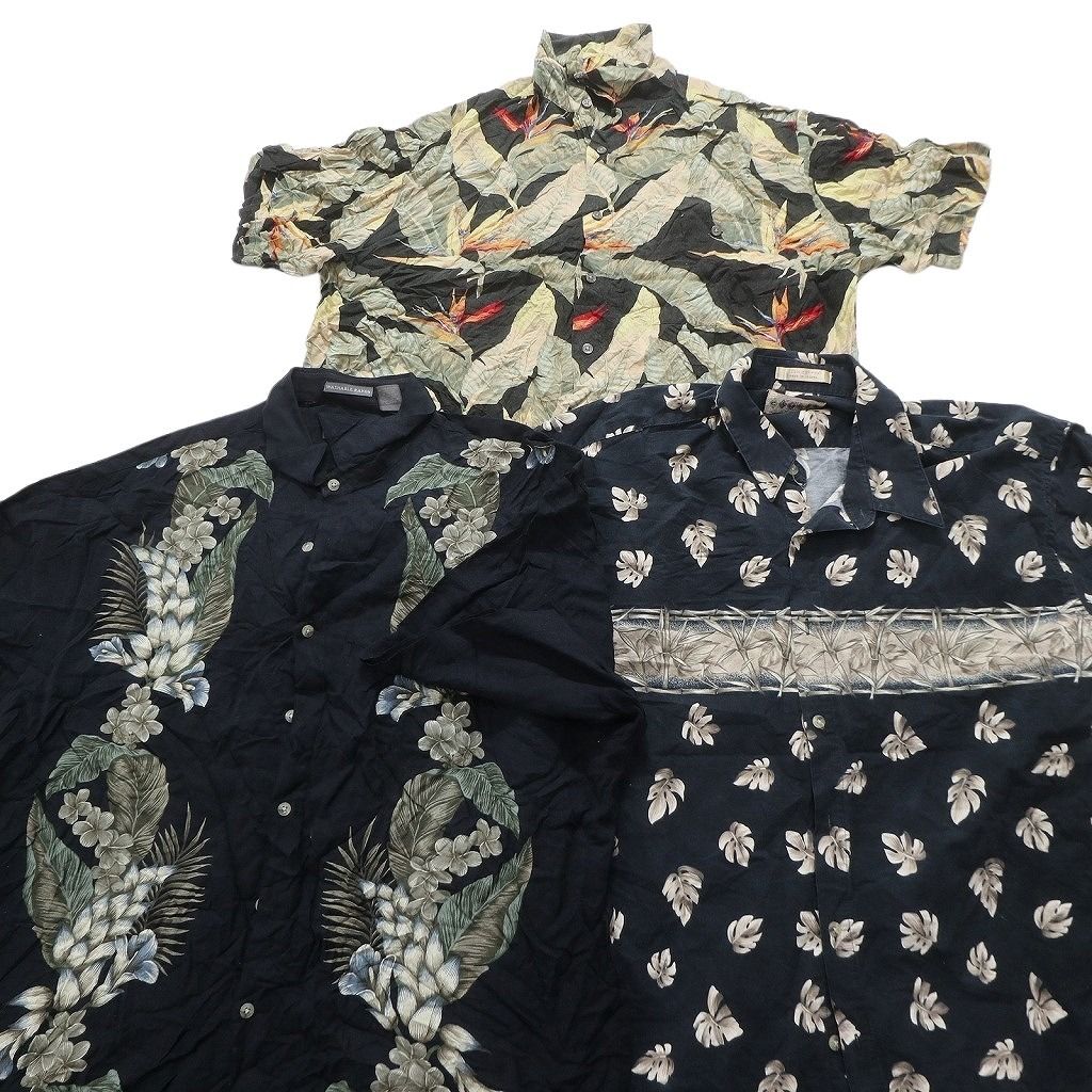 古着卸 まとめ売り 黒ボディ アロハシャツ 10枚セット (メンズ XL  