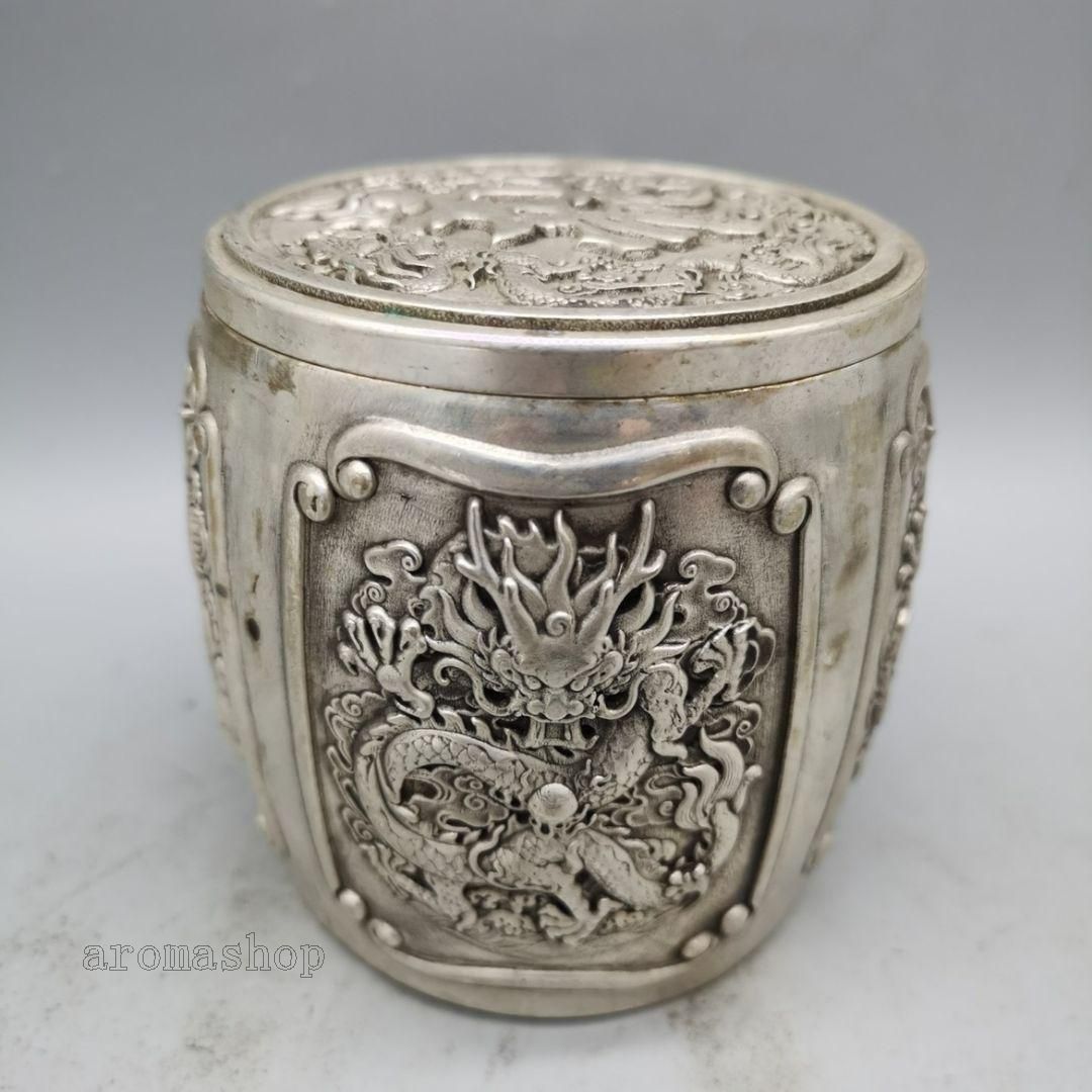 銅製 福字竜紋茶壺 茶桶 茶道具 香道具 装飾品 工芸品 置物