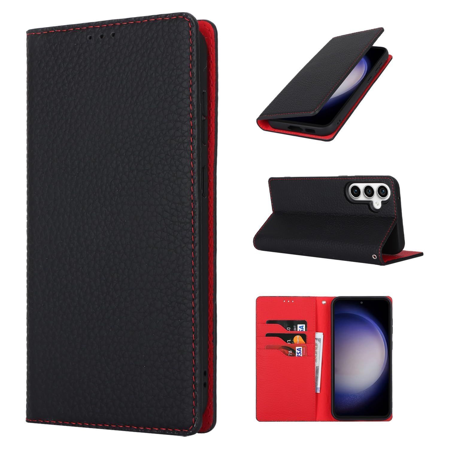 【数量限定】ケース手帳型 SCG24 au ケース Pelanty FE 牛革製品 本革レザー 財布型カバー Samsung Galaxy Galaxy S23 FE 5G カード収納 スタンド機能 S23 内蔵マグネット 手作り柔らかい サムスン ギャラク