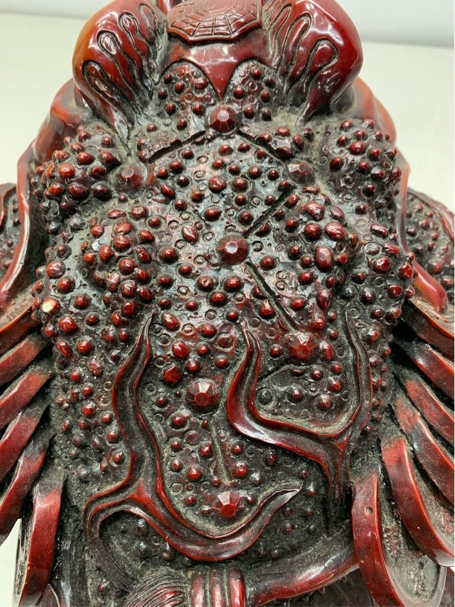 貴重 特大 三脚蛙 カエル 置物 北斗七星 銭 アンティーク ヴィンテージ