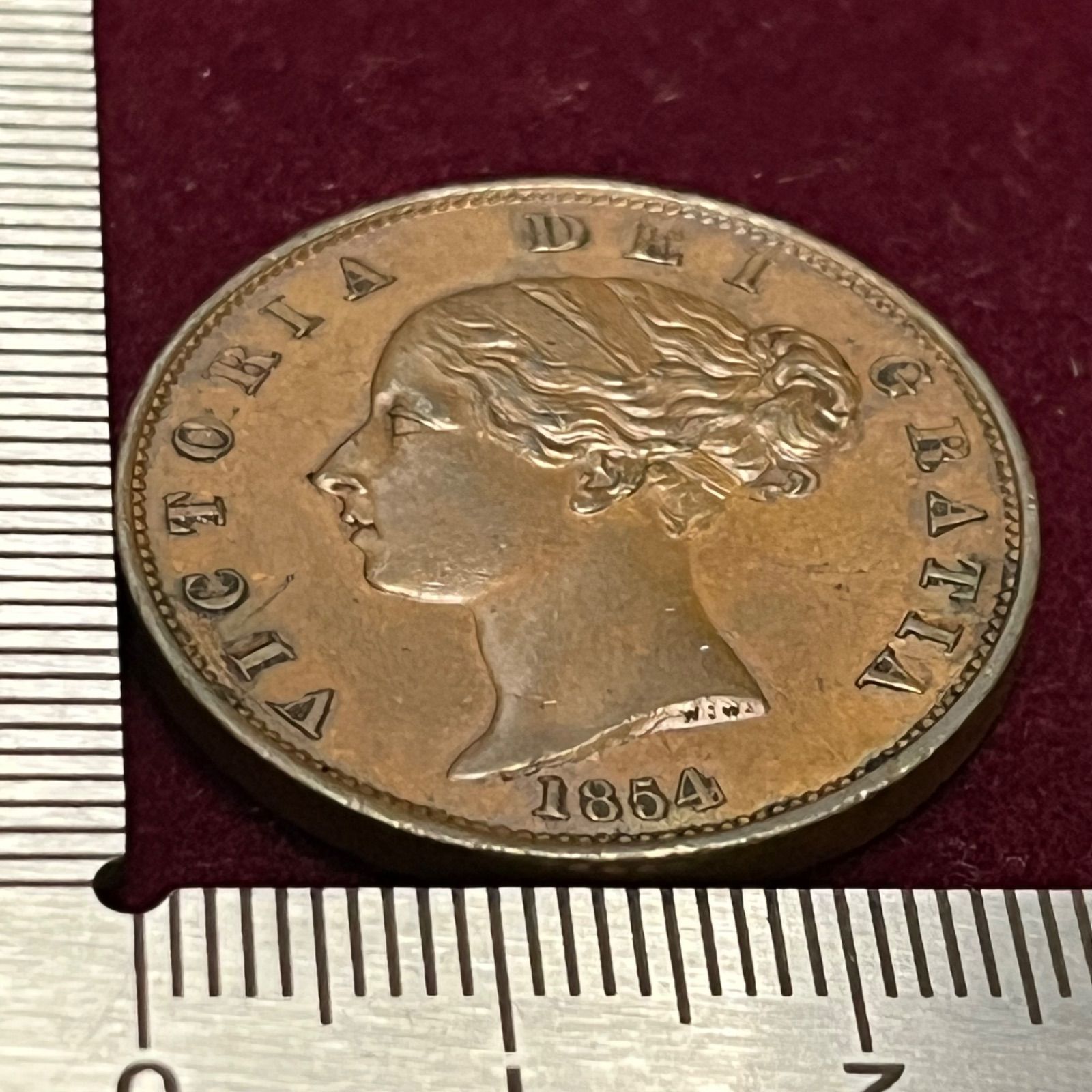 銅貨 状態 1854年 イギリス ハーフペニー銅貨 ヴィクトリア女王 若年像 Young Head ブリタニア座像 409