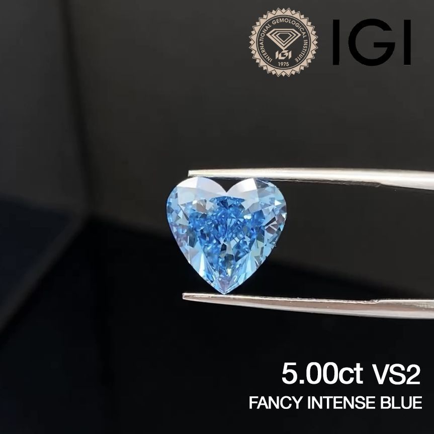 5.00ct VS2 Fancy Intense Blue ラボグロウンダイヤモンド
