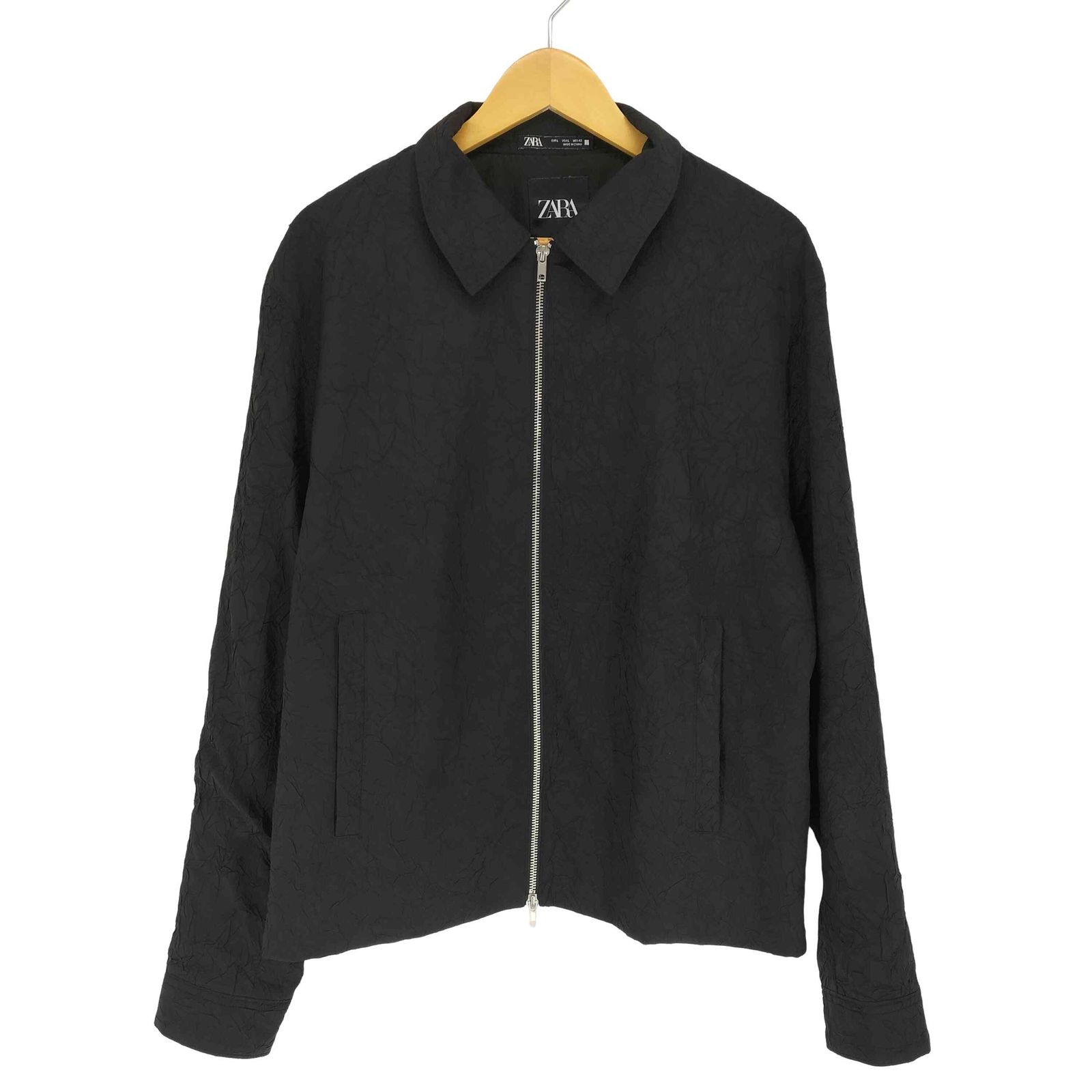 ザラ ZARA シワ加工 ダブルジップジャケット メンズ JPN：L 