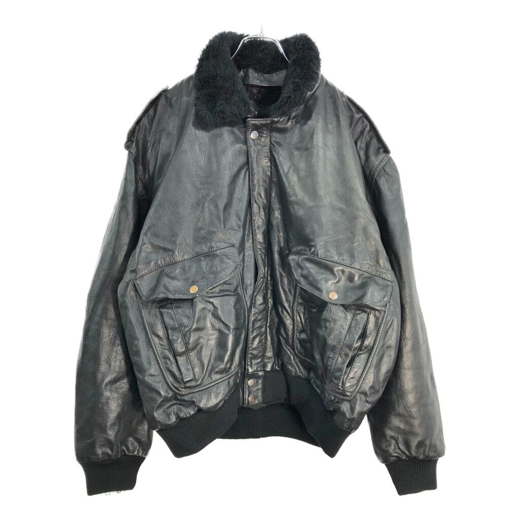 A-2タイプ レザーフライトジャケット ミリタリー ブラック メンズ XL 古着 V6522