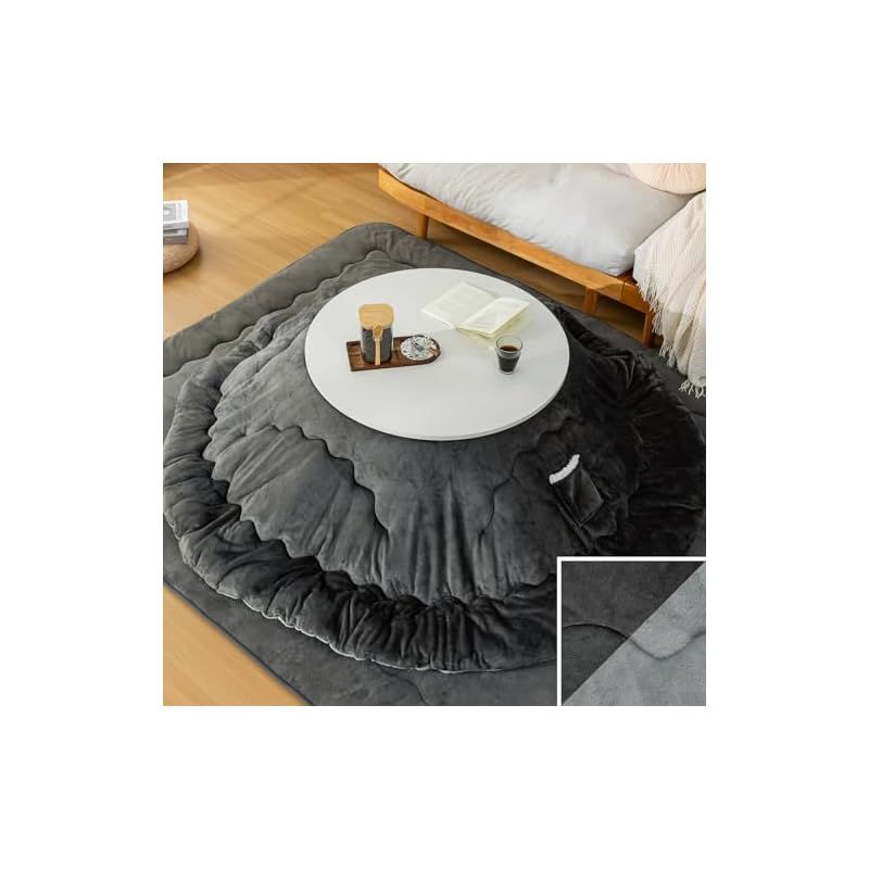 在庫 VK Living こたつ布団 丸型 単品直経205cm 中綿1.5kg 発熱綿使用 SUPER HOT 撥水加工 ポケット付き フィットキルトこたつ掛け布団 リバーシブル 両面使える フランネル 保温性 丸洗いOK 静電気防止 24時間持続 0