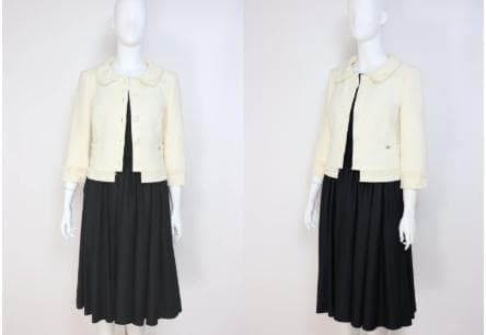 極美品 FOXEY フォクシー ツイードジャケット くるみボタン 丸衿