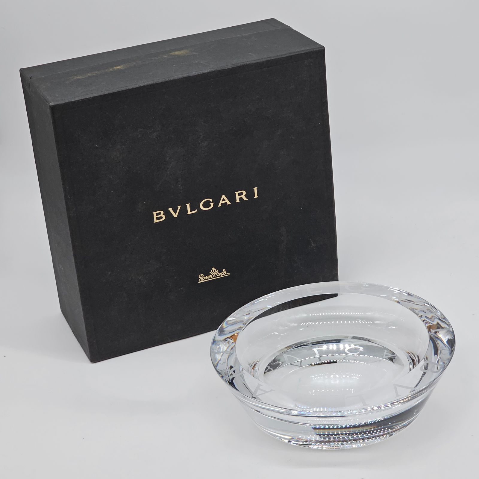 BVLGARIローゼンタールクリスタル箱付アッシュトレイ灰皿