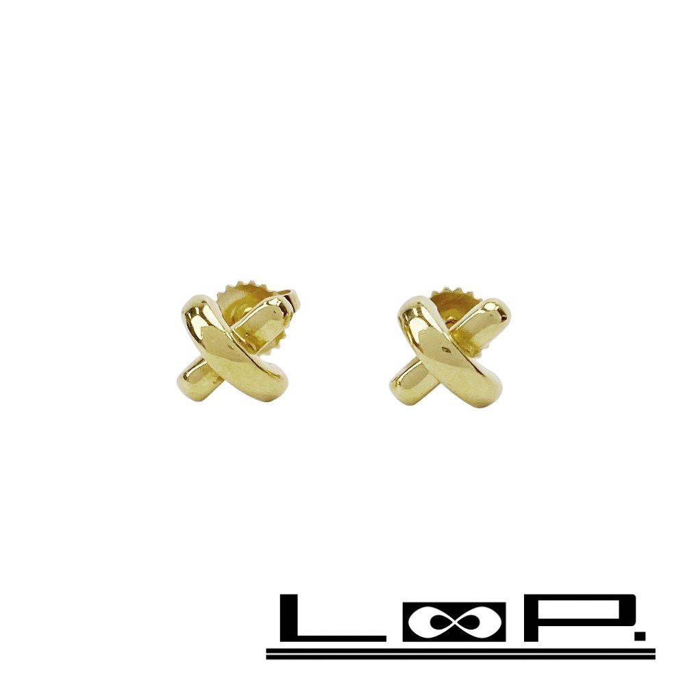 □新同□ ティファニー クロスステッチ ピアス ゴールド 18K 750