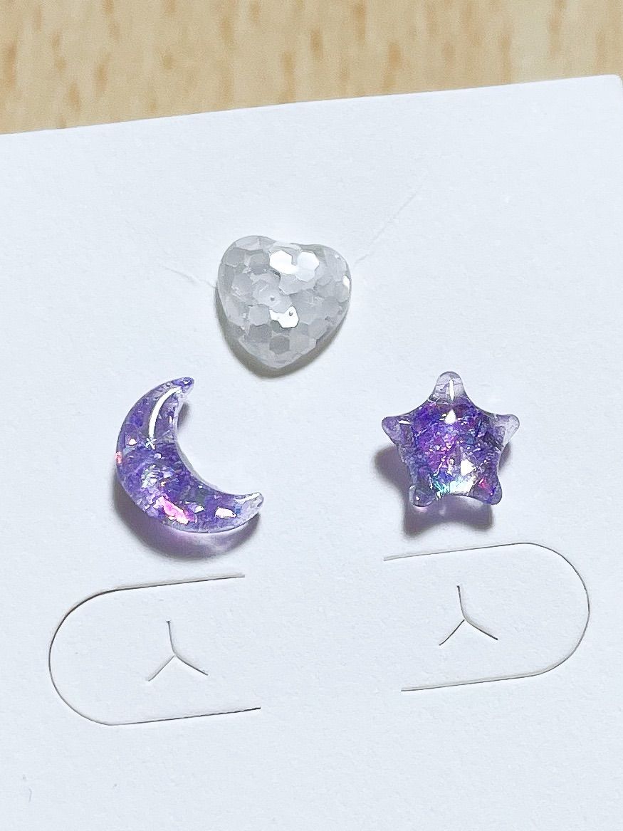 星&月&ハートのキラキラプチピアス ステンレス 月 ハート 星 スター