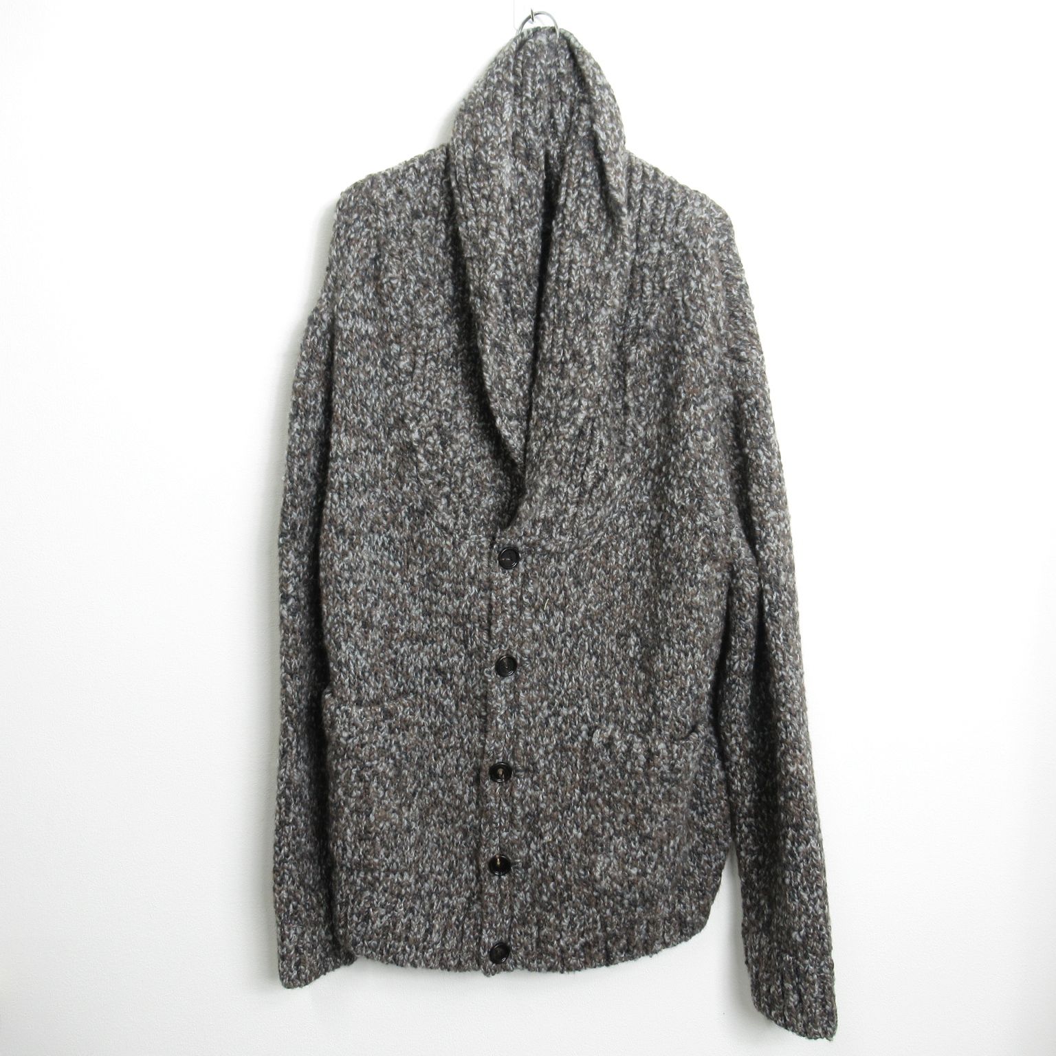 ボッテガヴェネタ BOTTEGA VENETA カーディガン アルパカ ショールカラー カーディガン 761631V3DS01545M ブラック/ホワイト ウール アルパカ ショールカラー カーディガン メンズ 新品