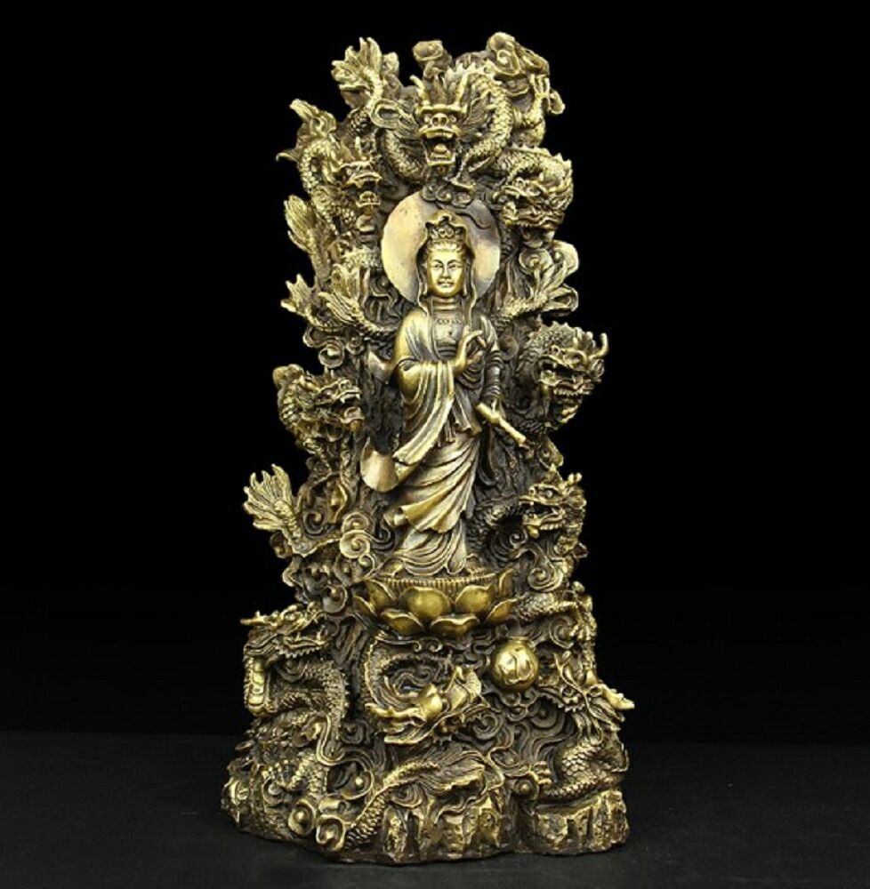 特大サイズ 九龍観音像 観音菩薩像 中国神話 竜生九子 仏像 縁起物 16794029_0.jpg