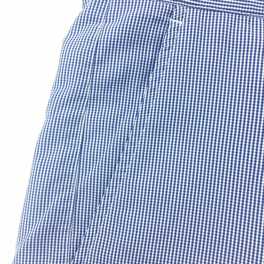ルコックゴルフ ハーフパンツ ブルー×白 チェック柄 バックロゴ