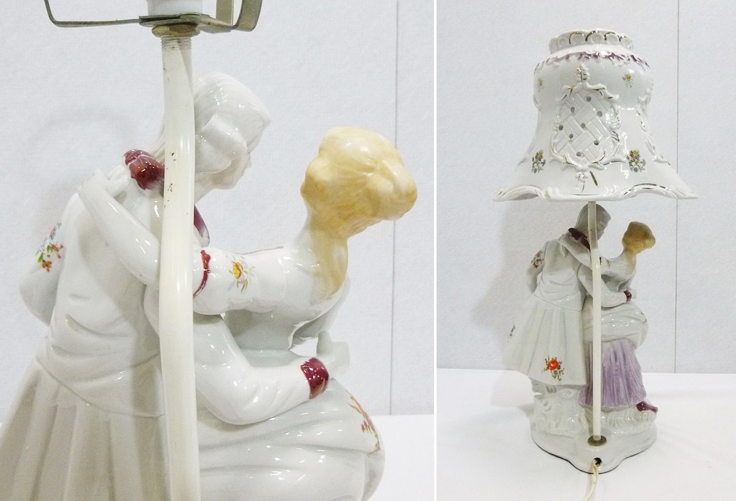 美品 】高40㎝ ロココ調 陶器製 「ラッパを吹く天使像