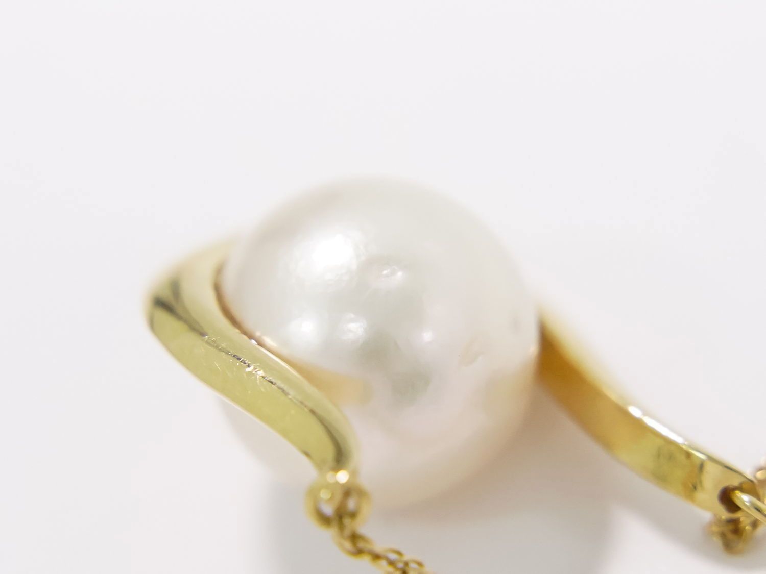 本物 パール 10.4mm ダイヤモンド 0.03ct 750 K18 YG ネックレス  