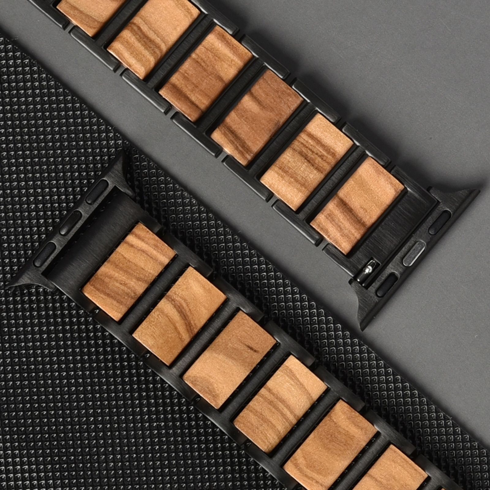 SSP275 Apple Watch 対応 天然木 × ステンレススチール バンド 手作り おしゃれ ハンドメイド かわいい ウッドブレスレット ストラップ メンズ レディース アップルウォッチ バンド 替え ベルト シリーズ 1〜8 対応 プレゼント