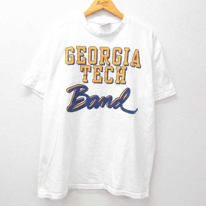 XL/古着 リーボック 半袖 ビンテージ Tシャツ メンズ 90s ジョージア ビッグロゴ 大きいサイズ コットン クルーネック 白 ホワイト 23jul07