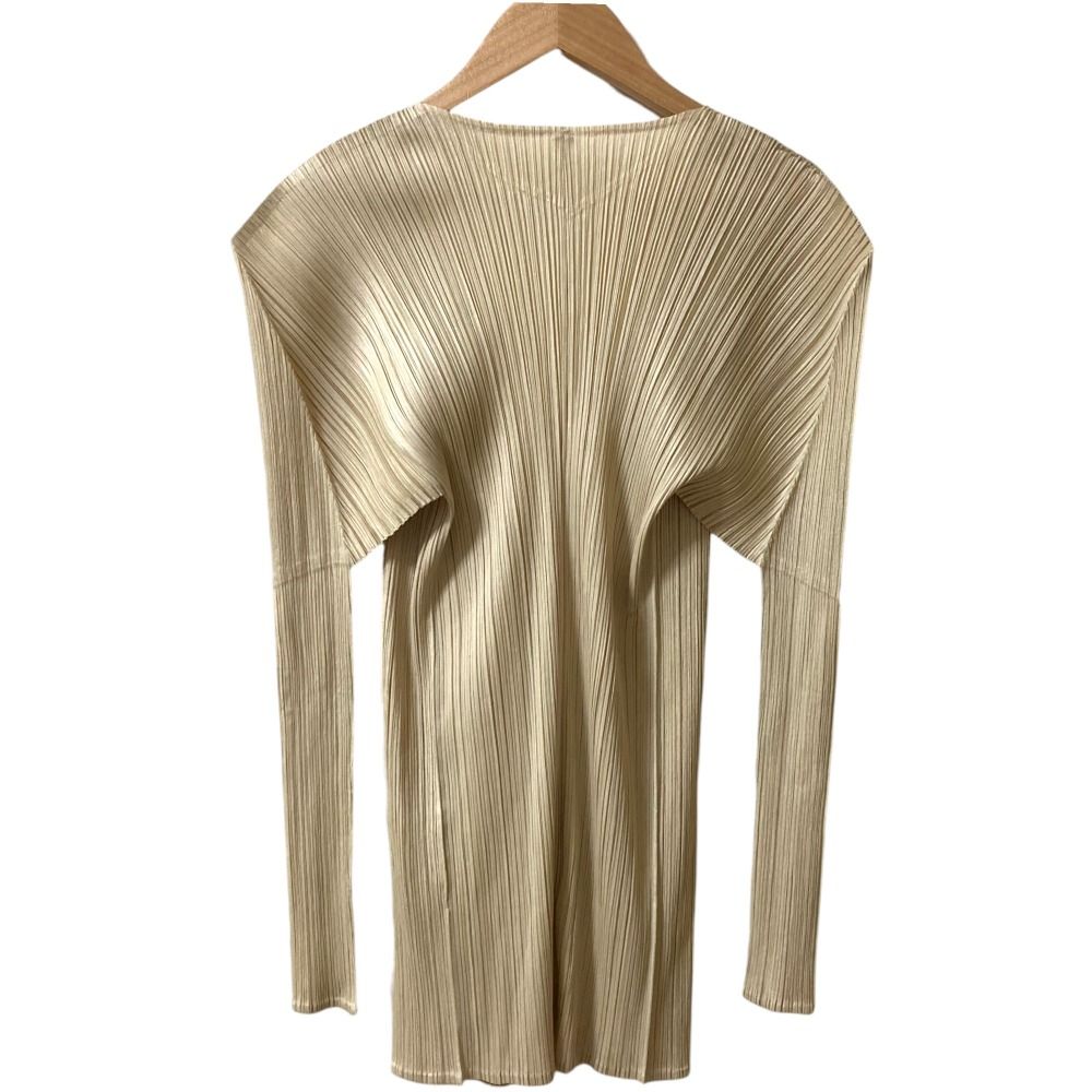プリーツプリーズ　ジャケット　カーディガン　ベージュ　サイズ３（M） プリーツプリーズPLEATS PLEASE メッシュプリーツ1Bカーディガン