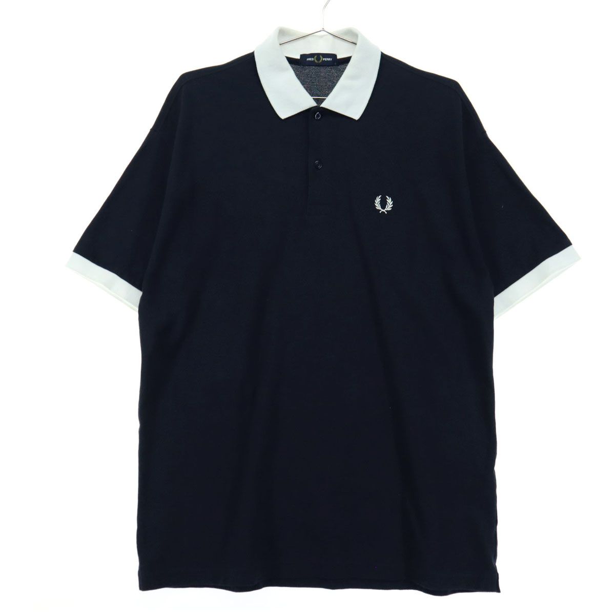 【極美品】FRED PERRY ポロシャツ 刺繍ロゴ 半袖 紺 ネイビー 美品 FRED PERRY フレッドペリー 刺繍ロゴ 半袖 ポロシャツ M
