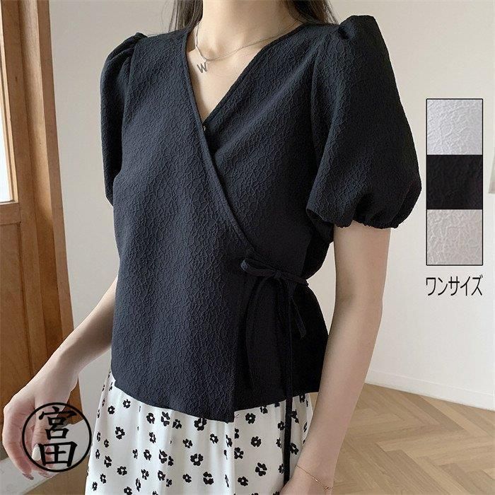 レディース 半袖トップス 体型カバー 通勤トップス 韓国風 Vネック tシャツ 薄手 上品 OL 30代40代 無地 Vネック10代20代 着痩せ シンプル