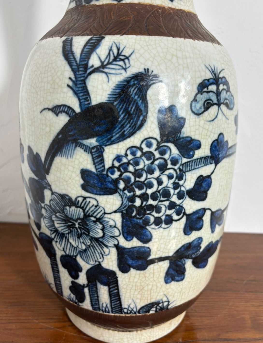 壺 [梅花鳥絵] 染付 成化年製 中国雑貨 フラワーベース 花瓶 花