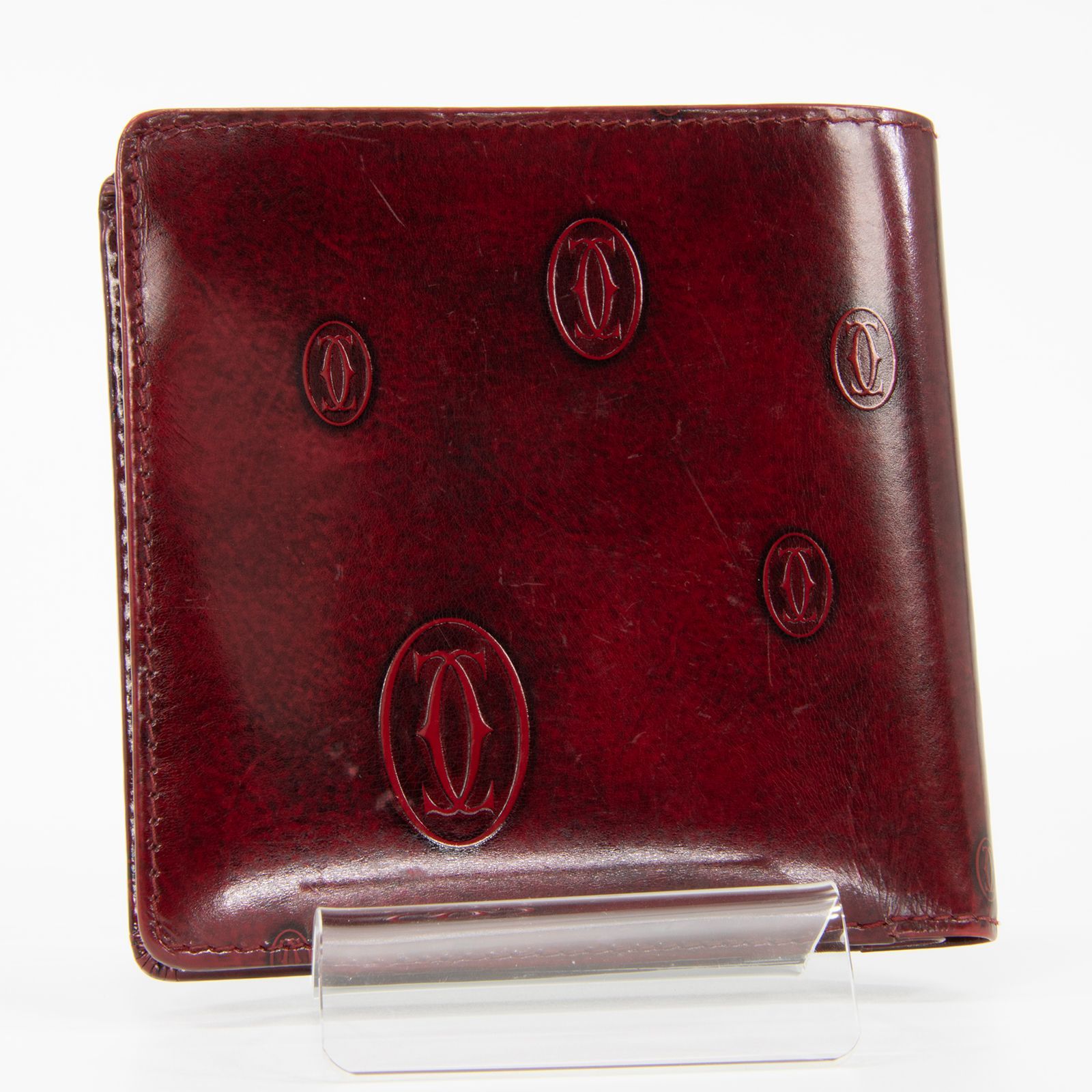 本物 送料無料 カルティエ 短財布 二つ折り財布 見開きタイプ かぶせ蓋  