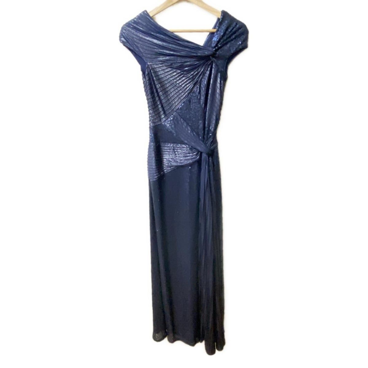 TADASHISHOJI タダシショージ ドレス サイズXXS XS レディース - ネイビー 半袖 ロング スパンコール ラメ リボン