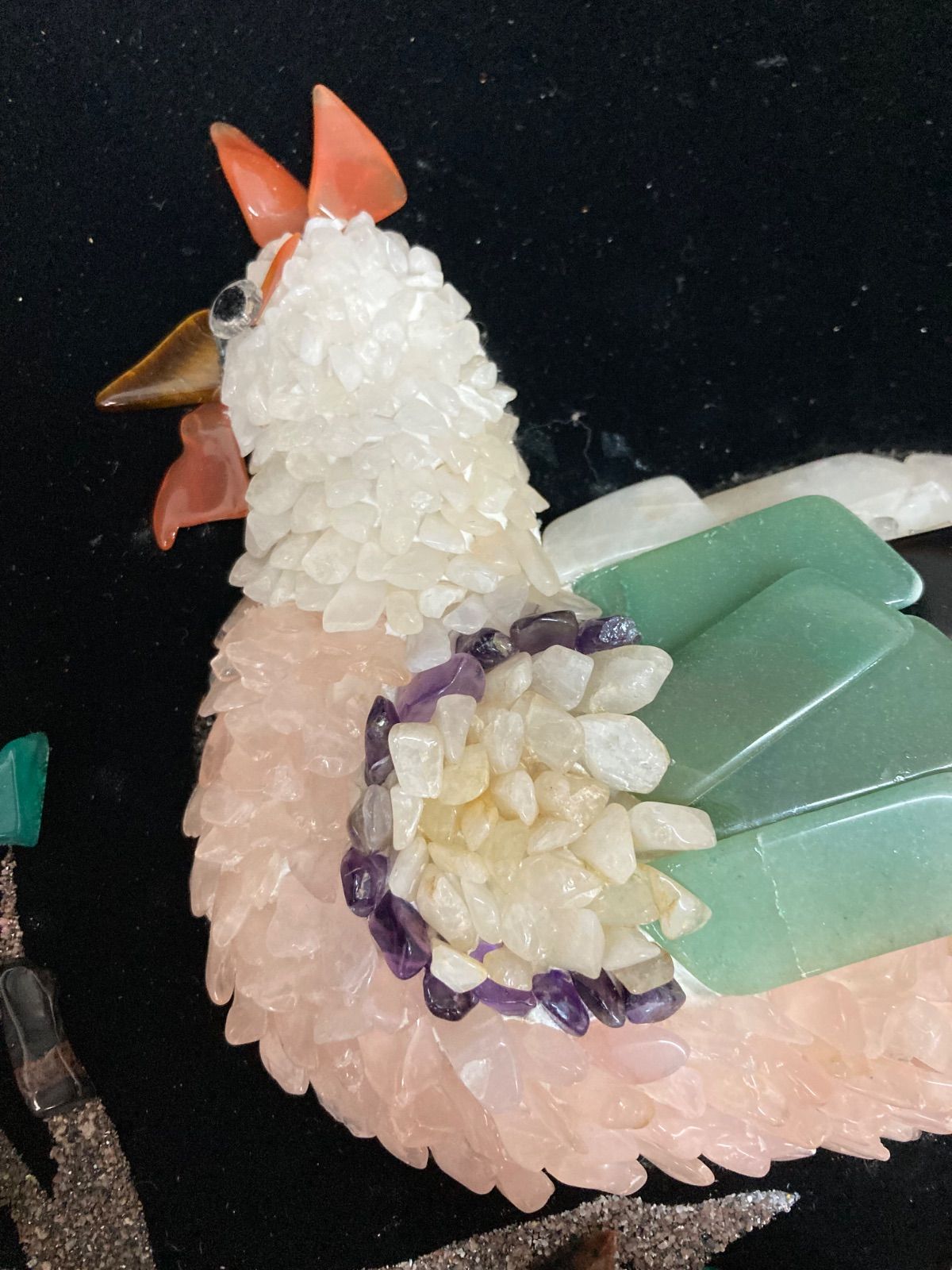 【アンティーク】額装 額縁 宝石画 原石 鑑賞石 花瓶 花 絵画 ストーンアート アンティーク】額装 額縁 宝石画 原石 鑑賞石 花瓶 花 絵画