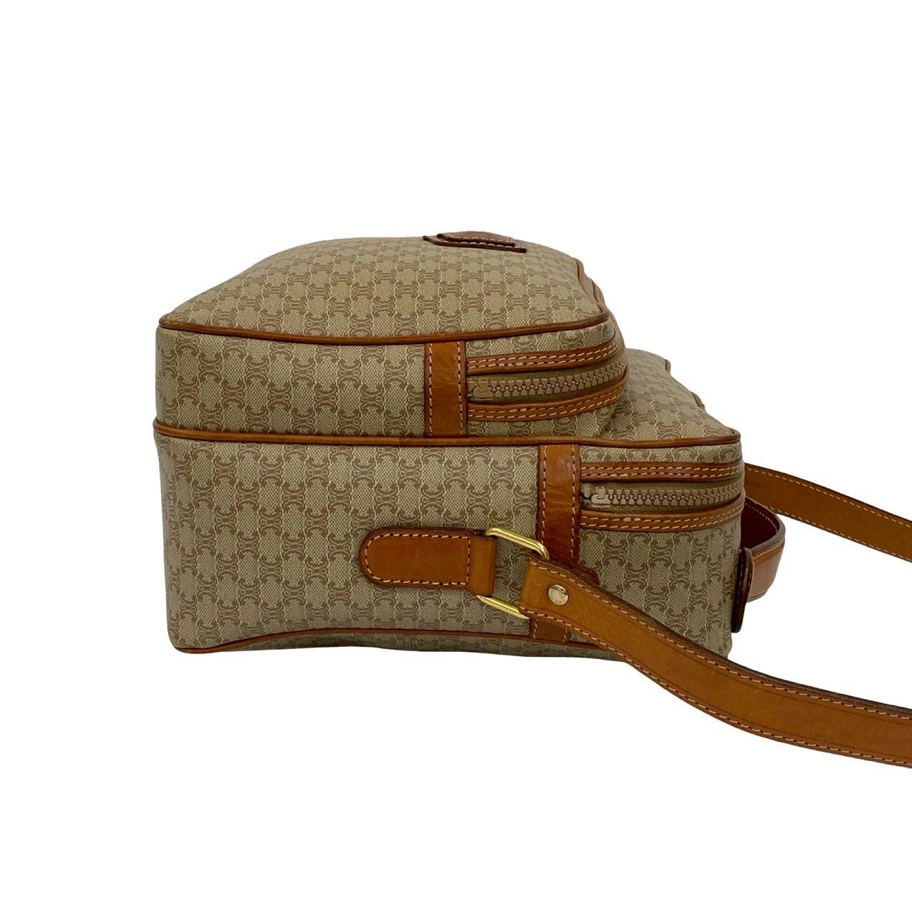 【美品】CELINE セリーヌ マカダム ベルト ゴールド レッド ベージュ 極 美品 CELINE セリーヌ ヴィンテージ マカダム ブラゾン 柄