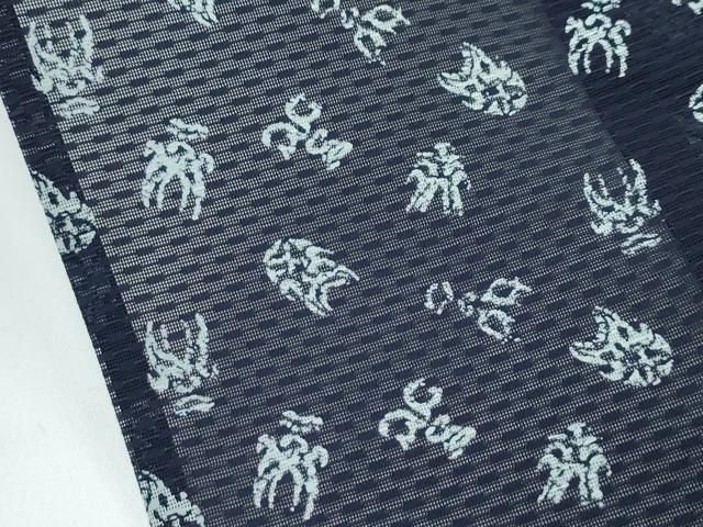 平和屋着物■極上　夏物　藍造り国選定無形文化財　藍師・佐藤昭人　大澤石雄　小紋　紗　隈取　反端付き　逸品　CZAA3331s5 平和屋着物□極上 夏物 藍造り国選定無形文化財 藍師・佐藤昭人 大澤