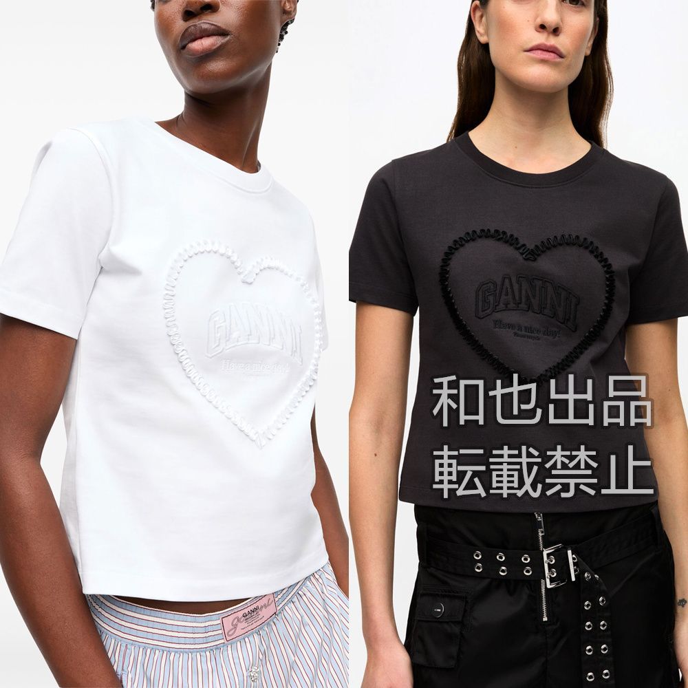 GANNI ガニー Tシャツ カットソー 半袖Tシャツ 2色選択可能 GANNI ガニー Tシャツ カットソー 半袖Tシャツ 2色選択可能