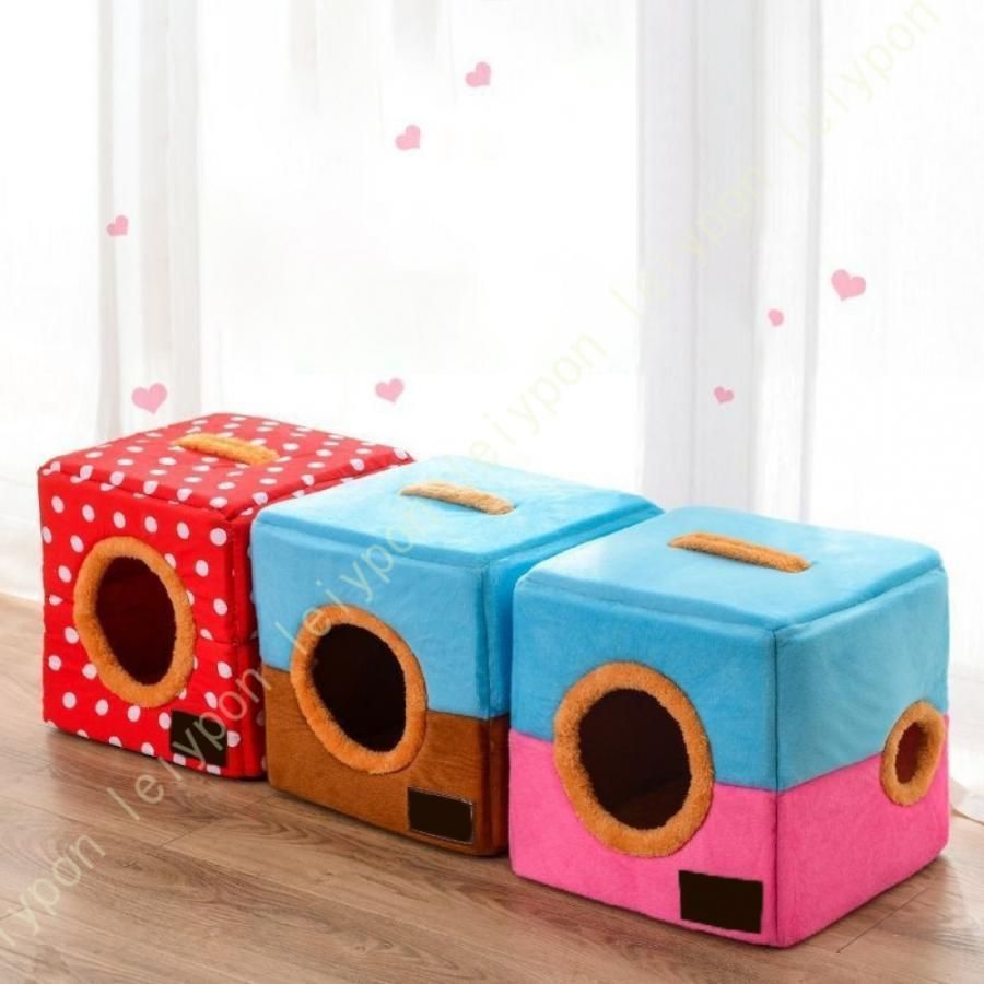 折りたたみ式 猫 ベッド 犬 ハウス ペット クッション ソファー 爪とぎ 二層 猫用 小型犬 多頭用 夏 通年 ふわふわ 組立簡単 お手入れ簡単 キャットハウス
