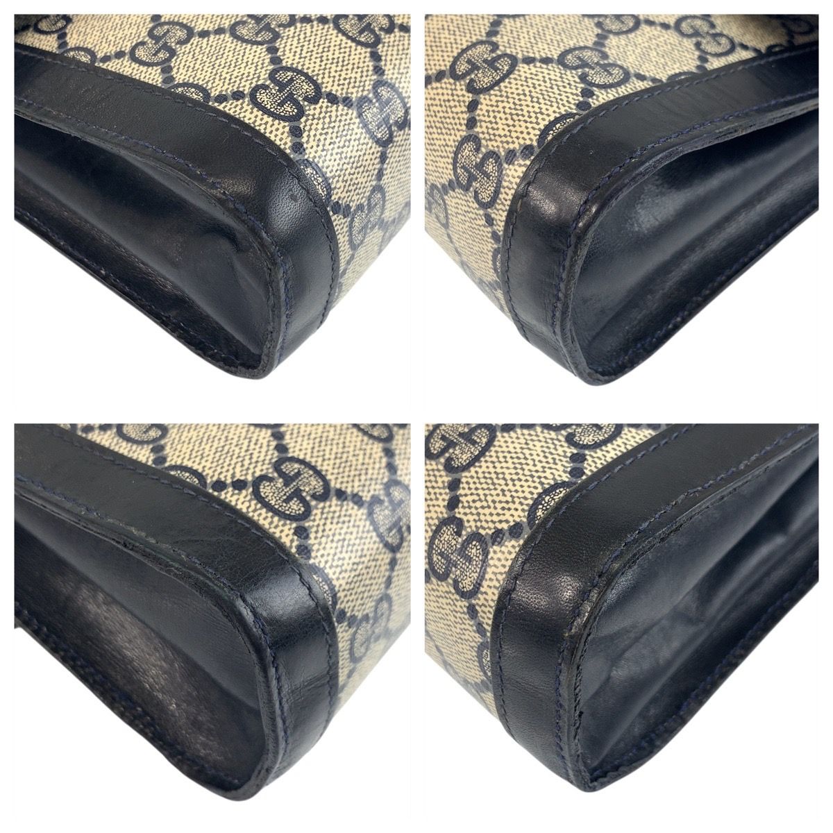 美品 GUCCI グッチ シェリーライン グレー ネイビー GGスプリーム