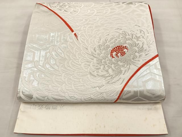 几帳　衣桁付き　平安　西陣　パールトーン加工 平和屋着物◎西陣 岡文織物謹製 六通柄袋帯 九百錦 山楽菊園文
