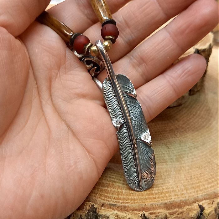 rym-56 シルバー925フェザー ビーズ ネックレス ハンドメイド rym-56 シルバー925フェザー ビーズ ネックレス ハンドメイド